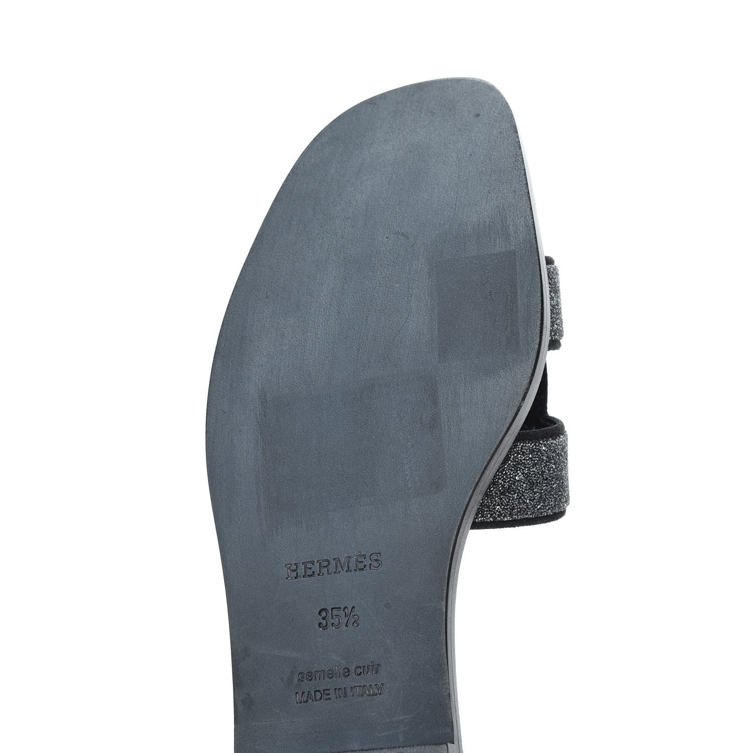 Hermes Suede Goatskin Crystal Oran Sandals 35.5 Bleu Gris 14 of 17