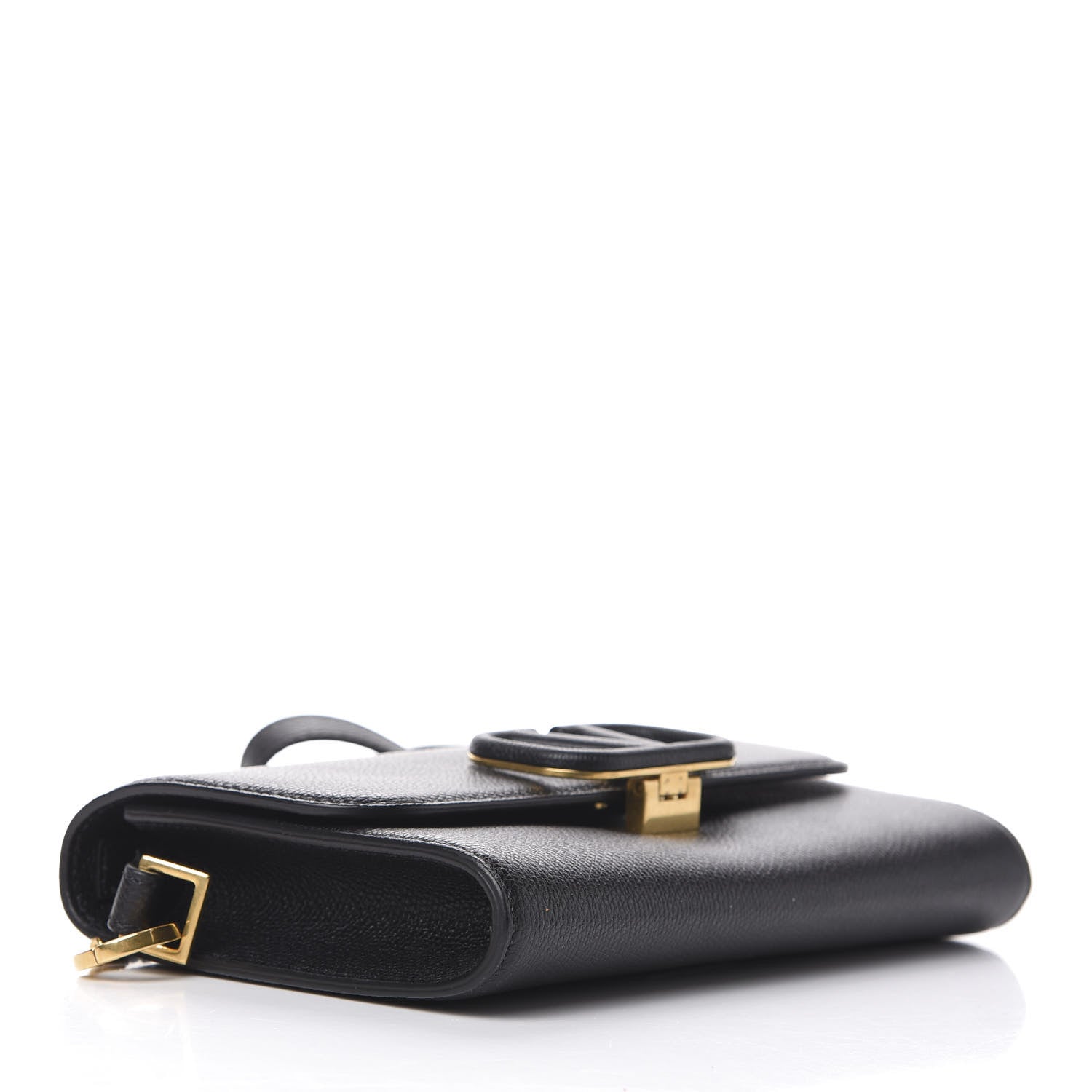 Valentino Garavani Grained Calfskin VSling Clutch With Shoulder Strap Black 4 of 9