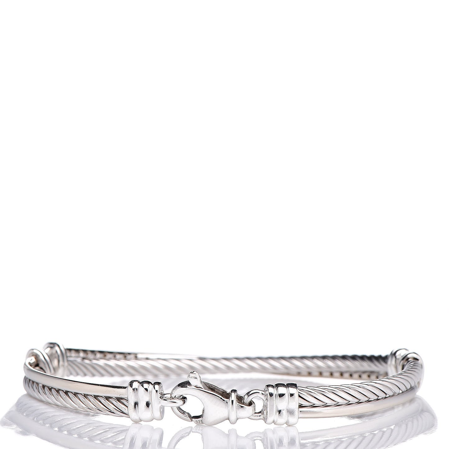 Sterling Silver 14K White Gold Diamond 3mm Crossover Bracelet