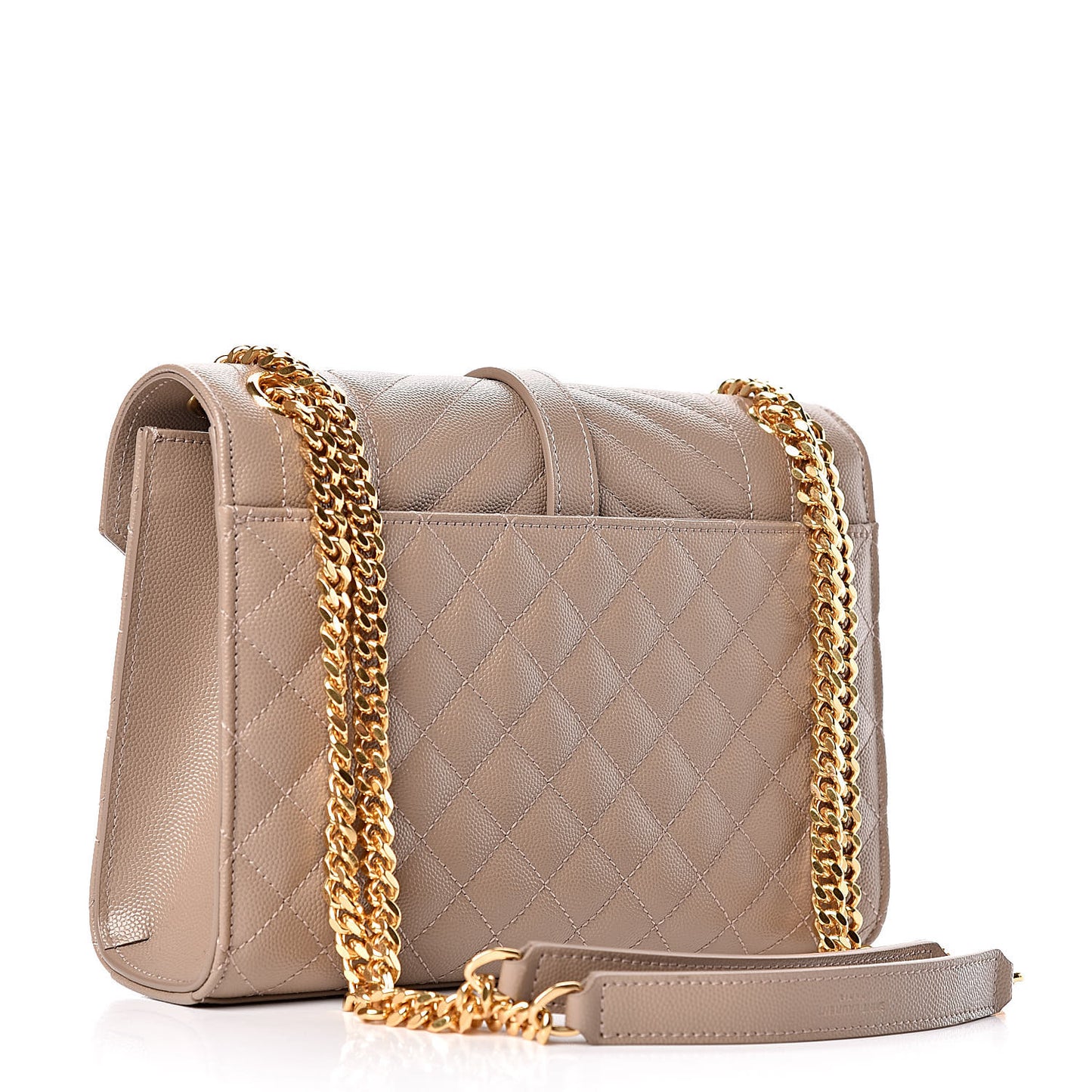 Grain De Poudre Textured Mixed Matelasse Medium Triquilt Monogram Satchel Taupe