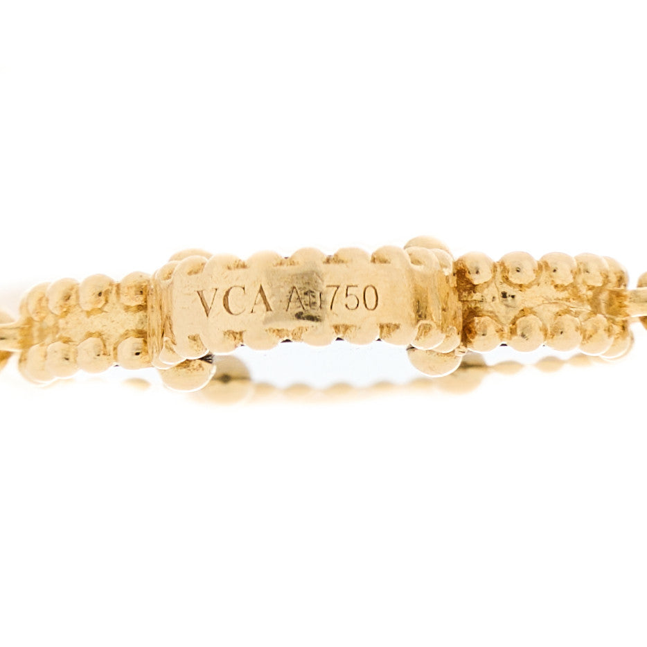 18K Yellow Gold Black Onyx 5 Motifs Vintage Alhambra Bracelet