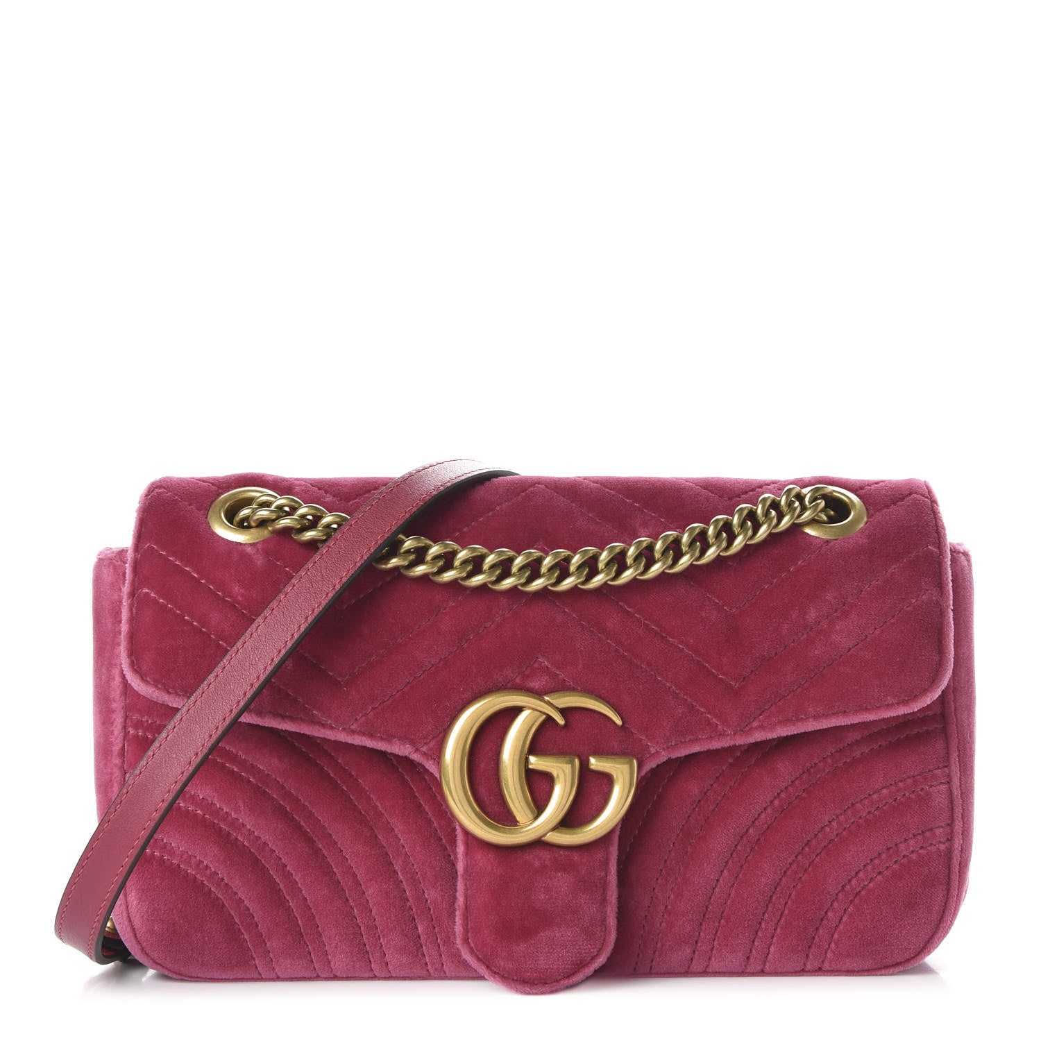 Gucci Velvet Matelasse Small GG Marmont Shoulder Bag Light Raspberry Rose 1 of 10
