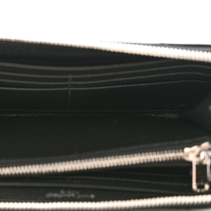 Saint Laurent Grain De Poudre Matelasse Chevron Monogram Zip Around Wallet Black 6 of 9