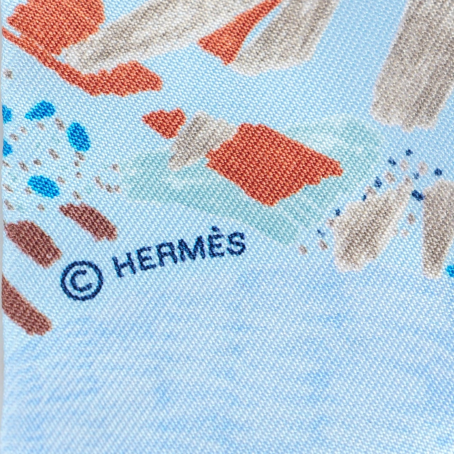 Hermes Silk Chacun Fait Son Nid Twilly Cobalt Marine Etoupe 4 of 6