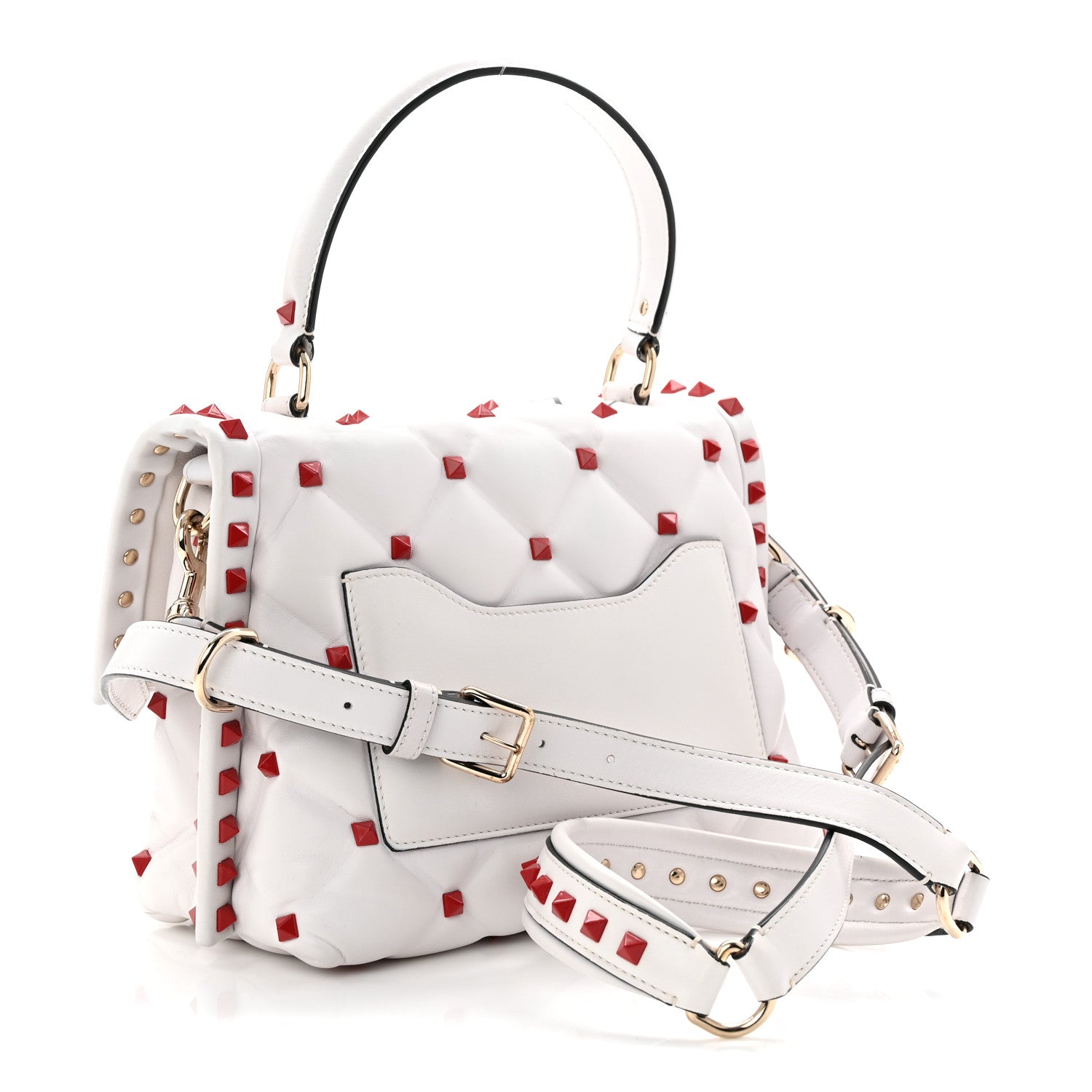 Valentino Garavani Lambskin Be My VLTN Print Candystud Top Handle Bag White Red Black 3 of 9