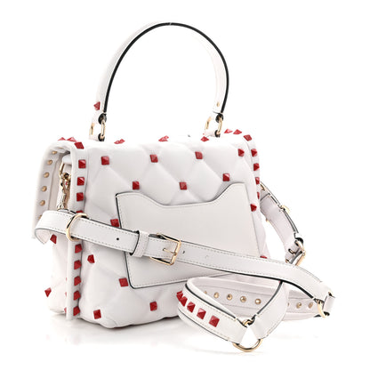 Valentino Garavani Lambskin Be My VLTN Print Candystud Top Handle Bag White Red Black 3 of 9