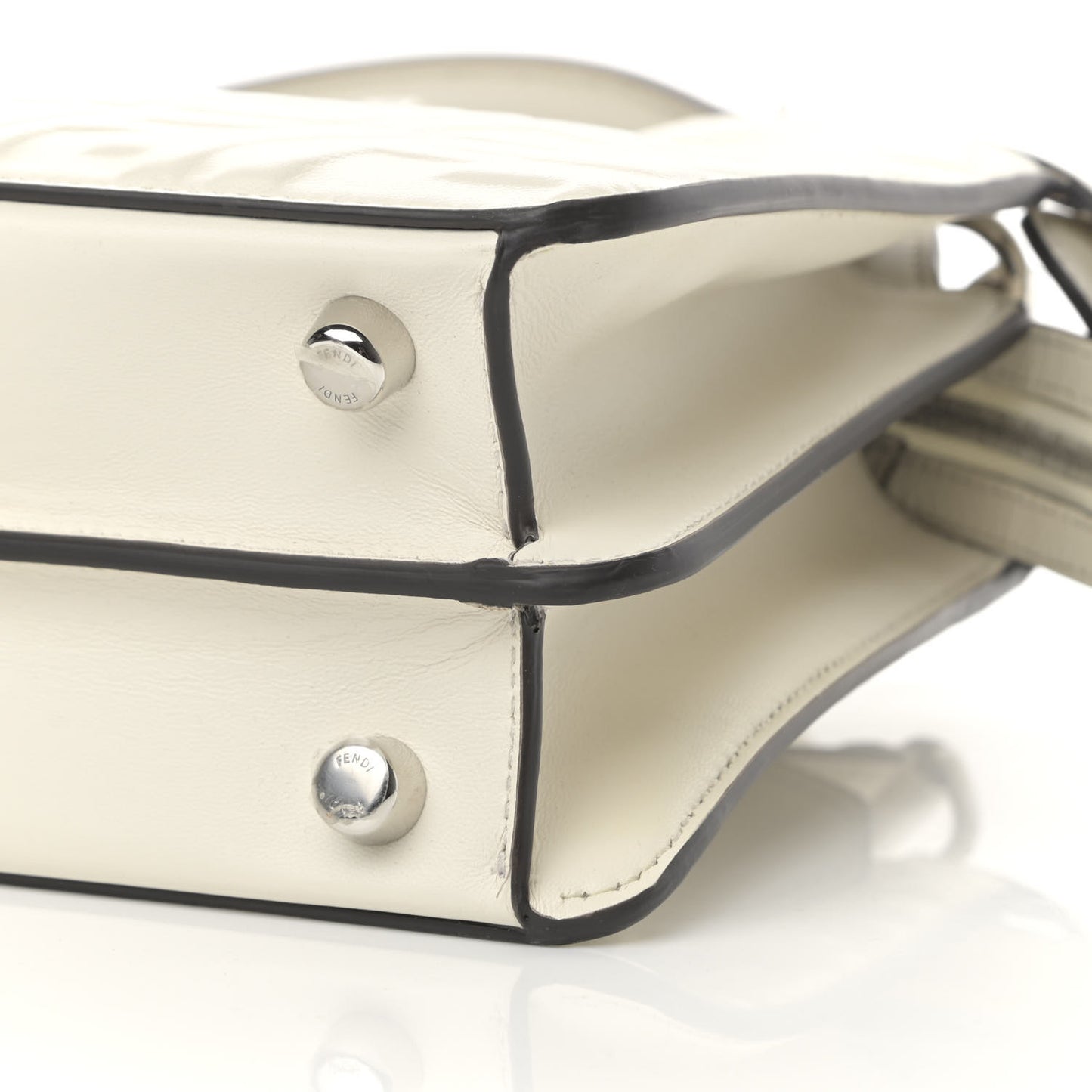 X SARAH COLEMAN Nappa FF Fish Eye Embossed Mini Peekaboo I SEE U Satchel White Ice