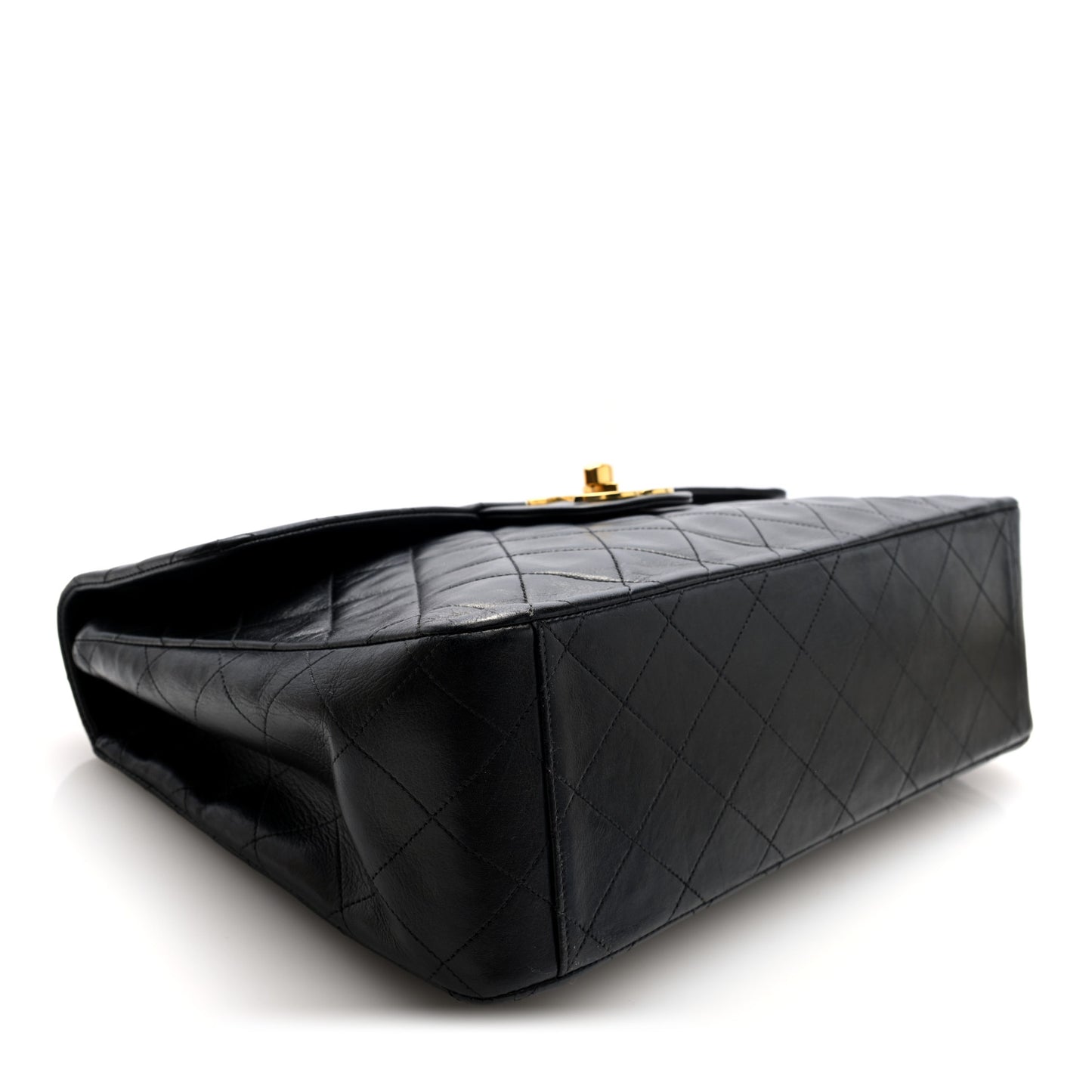 Lambskin Quilted XL Jumbo Single Flap Black