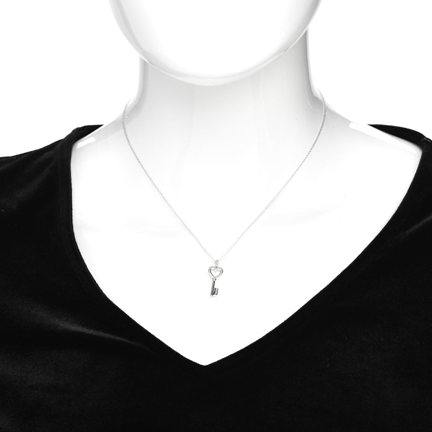 Sterling Silver Mini Heart Key Pendant Necklace