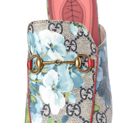 Gucci GG Supreme Monogram Blooms Womens Princetown Slippers 40 Beige Blue Navy Hibiscus Red 11 of 11