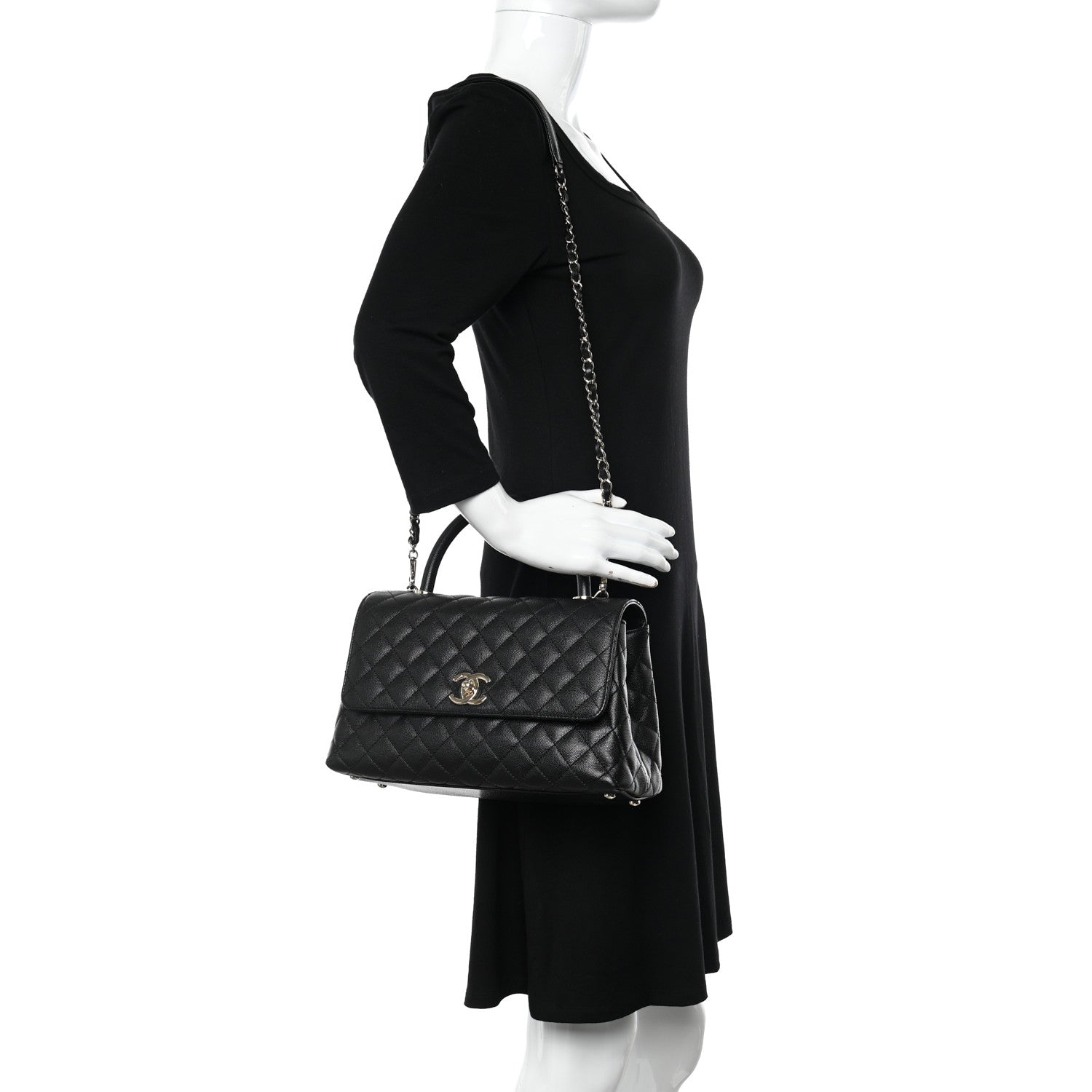 Chanel Caviar Quilted Small Coco Handle Flap Black 2 of 11