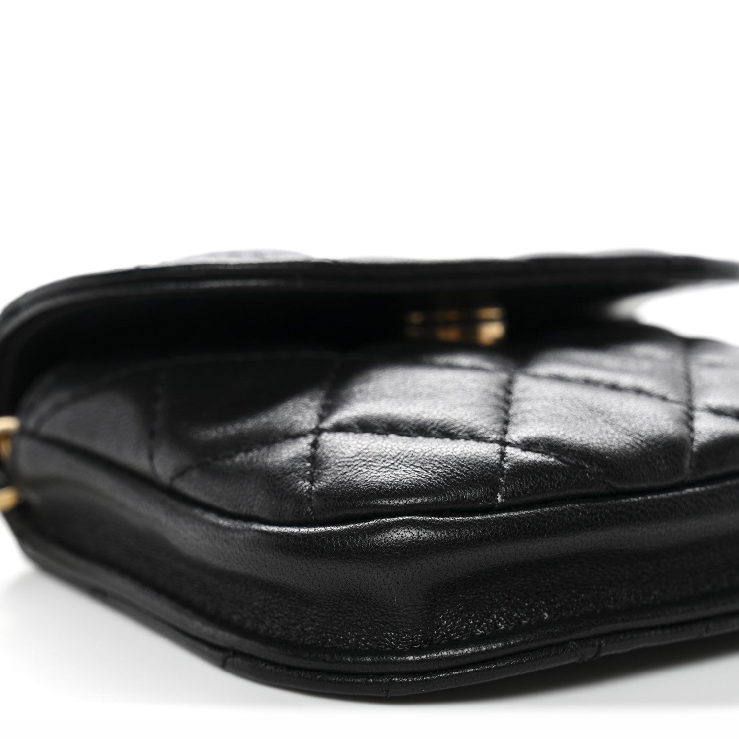 Chanel Lambskin Quilted Pearl Crush Waist Bag Black 10 of 12