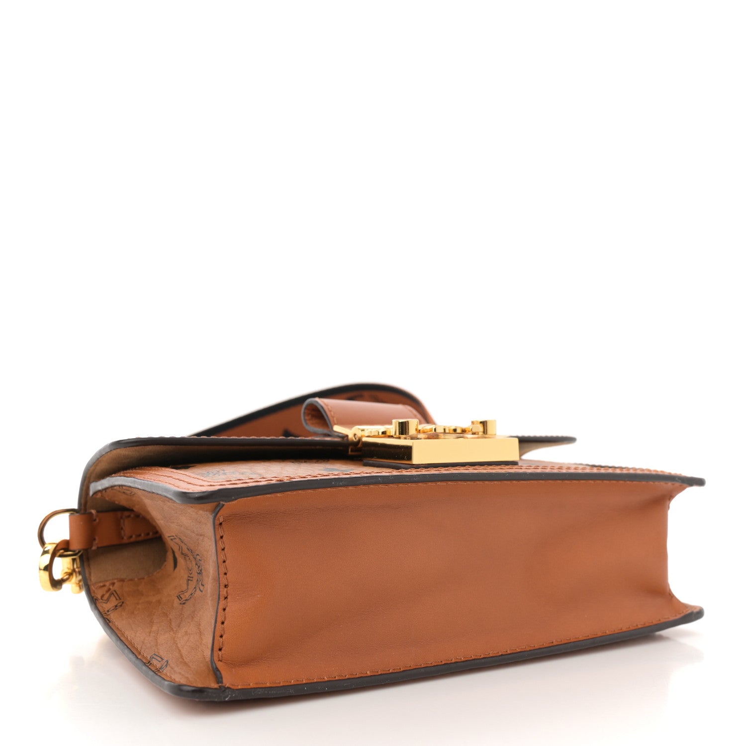 MCM Visetos Calfskin Monogram Mini Tracy Crossbody Bag Cognac 4 of 10