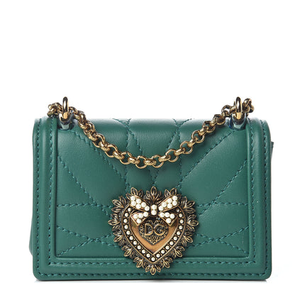 Dolce & Gabbana Nappa Matelasse Micro Devotion Bag Green 1 of 6