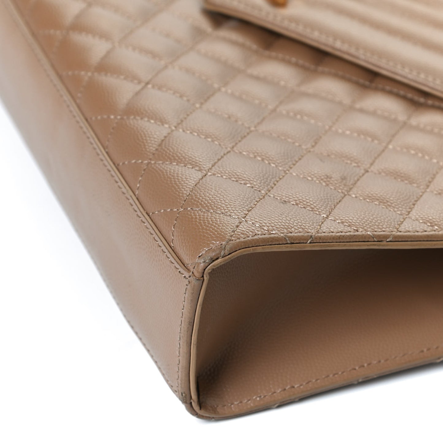 Grain De Poudre Textured Mixed Matelasse Triquilt Large Monogram Satchel Cork