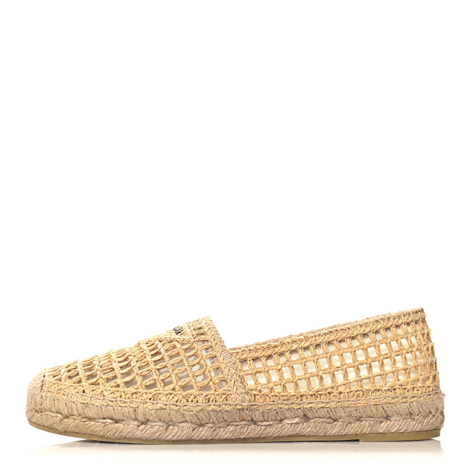 Prada Raffia Triangle Logo Crochet 20mm Espadrilles 38 Naturale 1 of 8