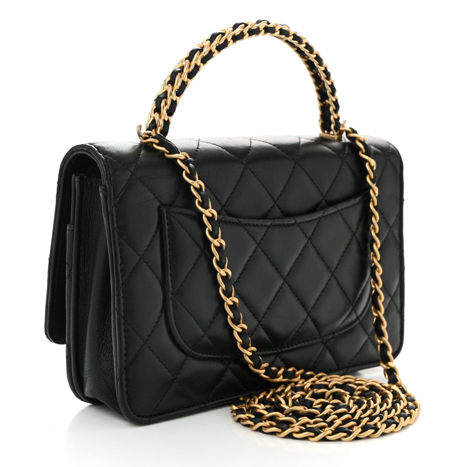 Chanel Lambskin Quilted Pick Me Up Wallet On Chain WOC Black 3 of 12