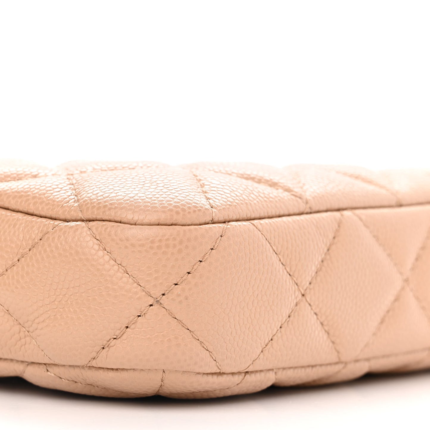 Caviar Quilted Small Clutch With Chain Beige