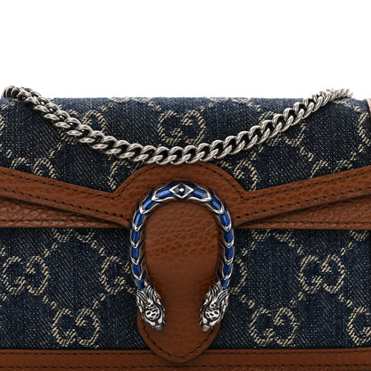 Gucci New Denim GG Monogram Dollar Calfskin Enamel Super Mini Dionysus Shoulder Bag Blue Tea Cuir Epilog Electric Blue 7 of 9
