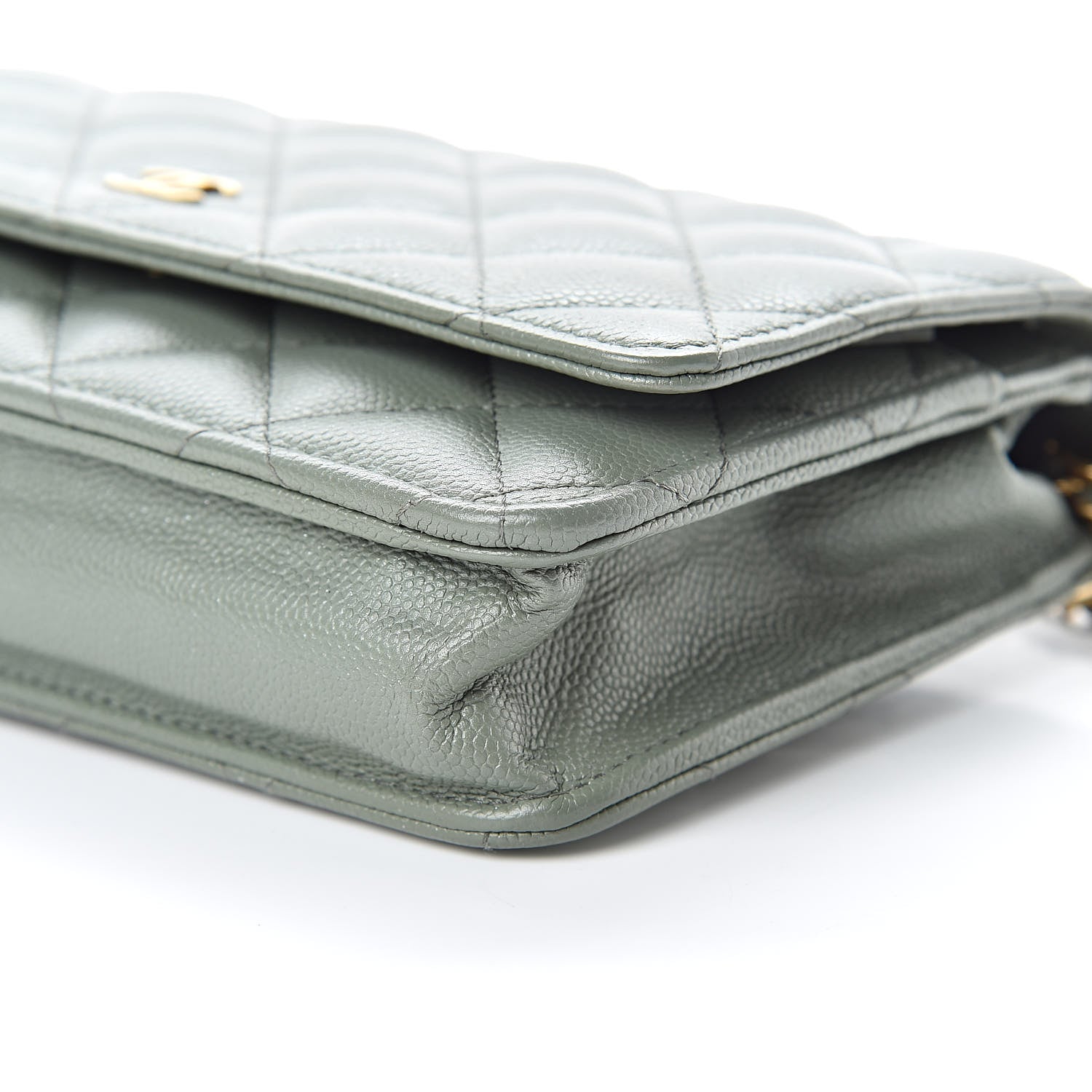 Chanel Iridescent Caviar Quilted Wallet On Chain WOC Green 11 of 12