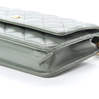 Chanel Iridescent Caviar Quilted Wallet On Chain WOC Green 11 of 12