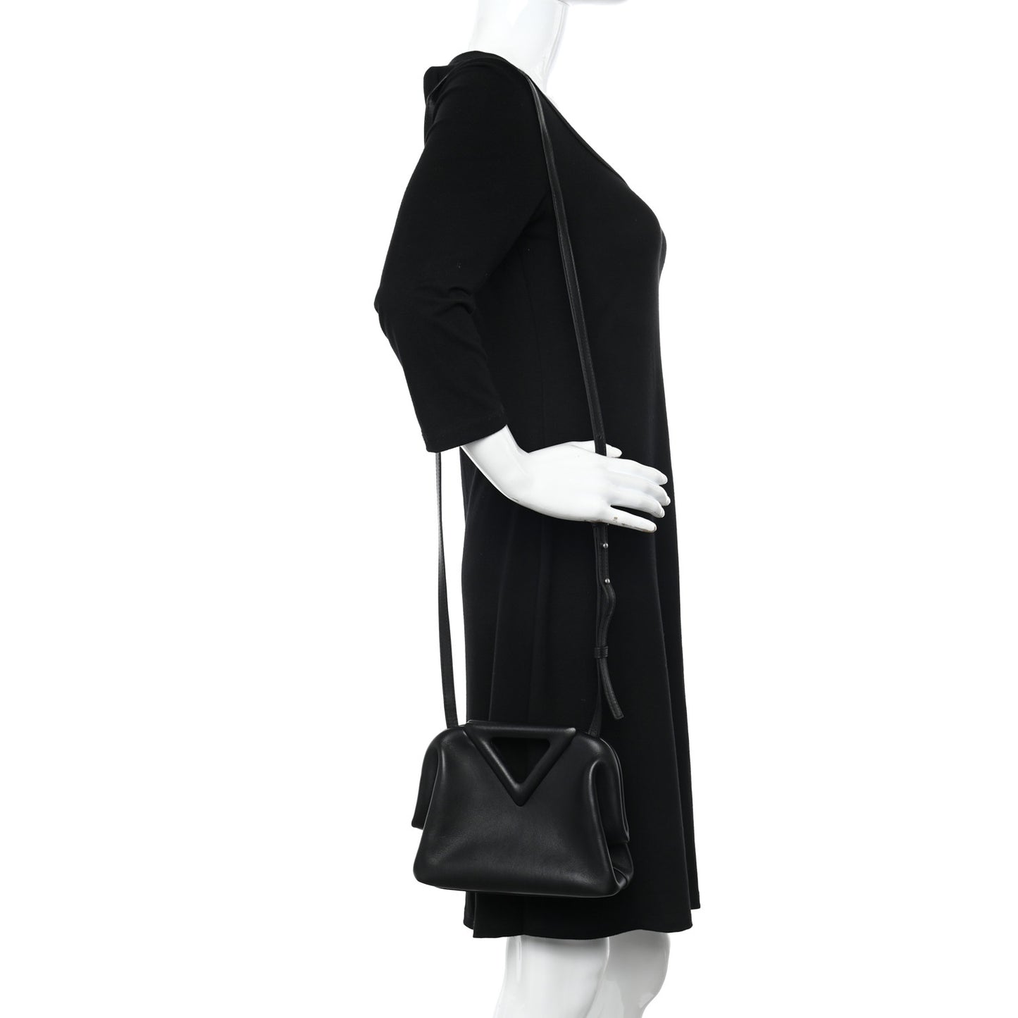 Calfskin Small The Point Triangle Bag Black
