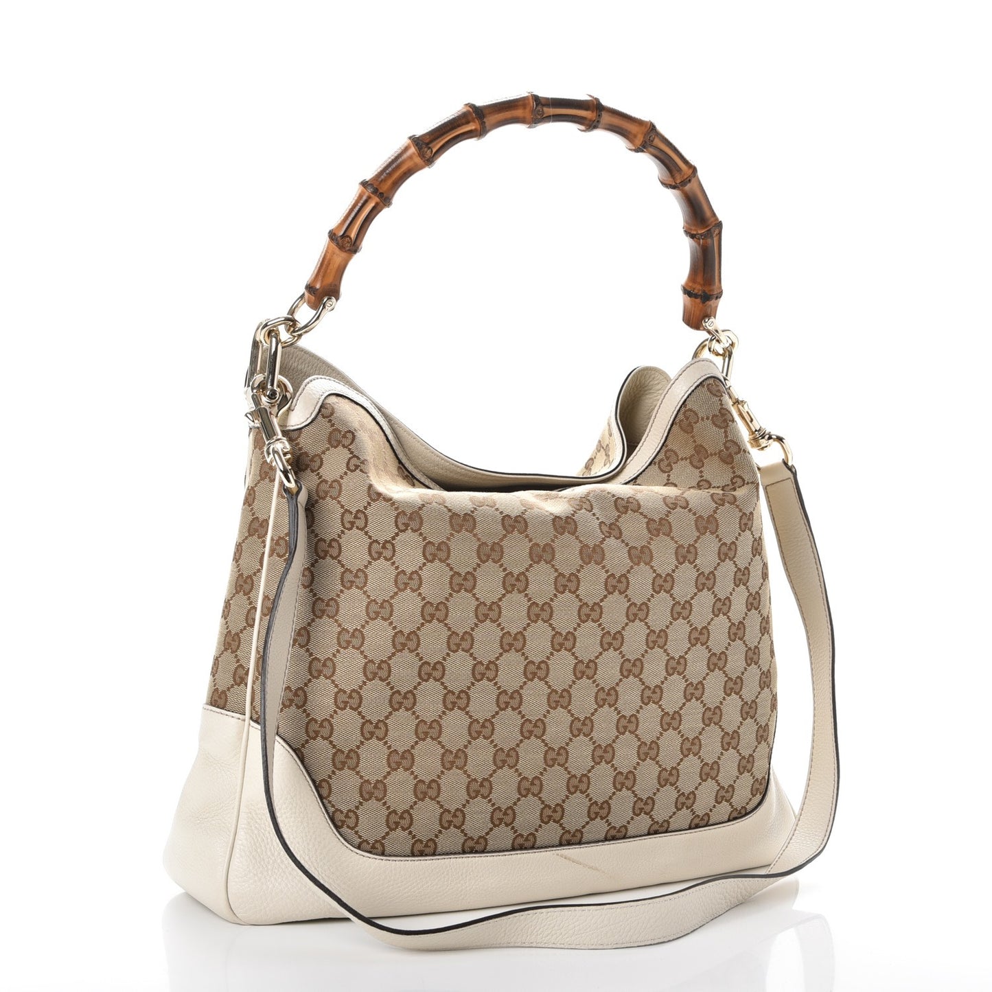 Monogram Medium Diana Bamboo Shoulder Bag Off White