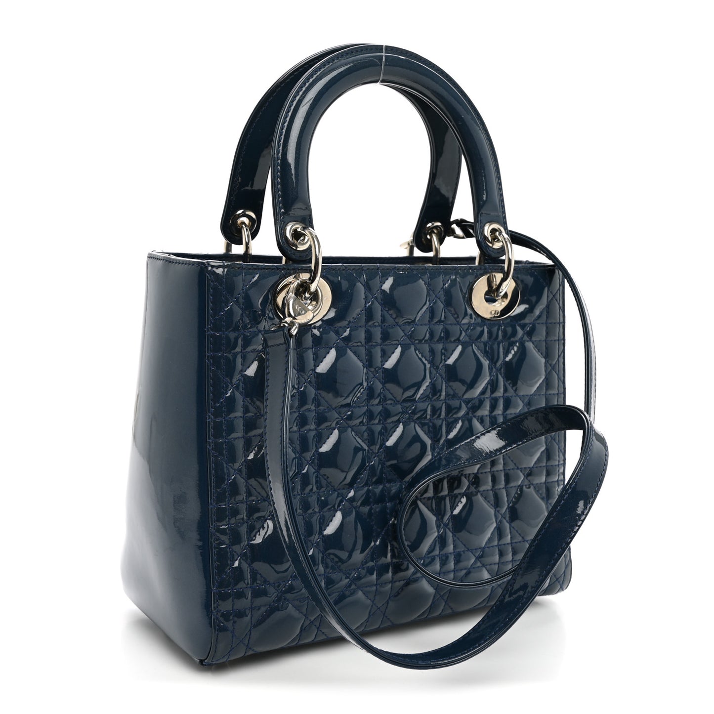Patent Cannage Medium Lady Dior Blue