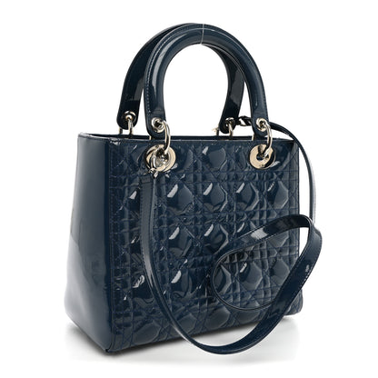 Christian Dior Patent Cannage Medium Lady Dior Blue 2 of 9