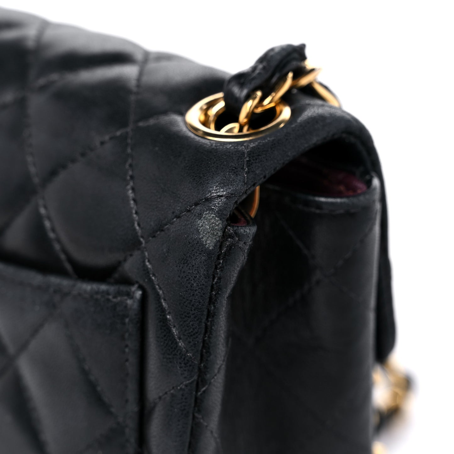 Lambskin Quilted Mini Square Flap Black