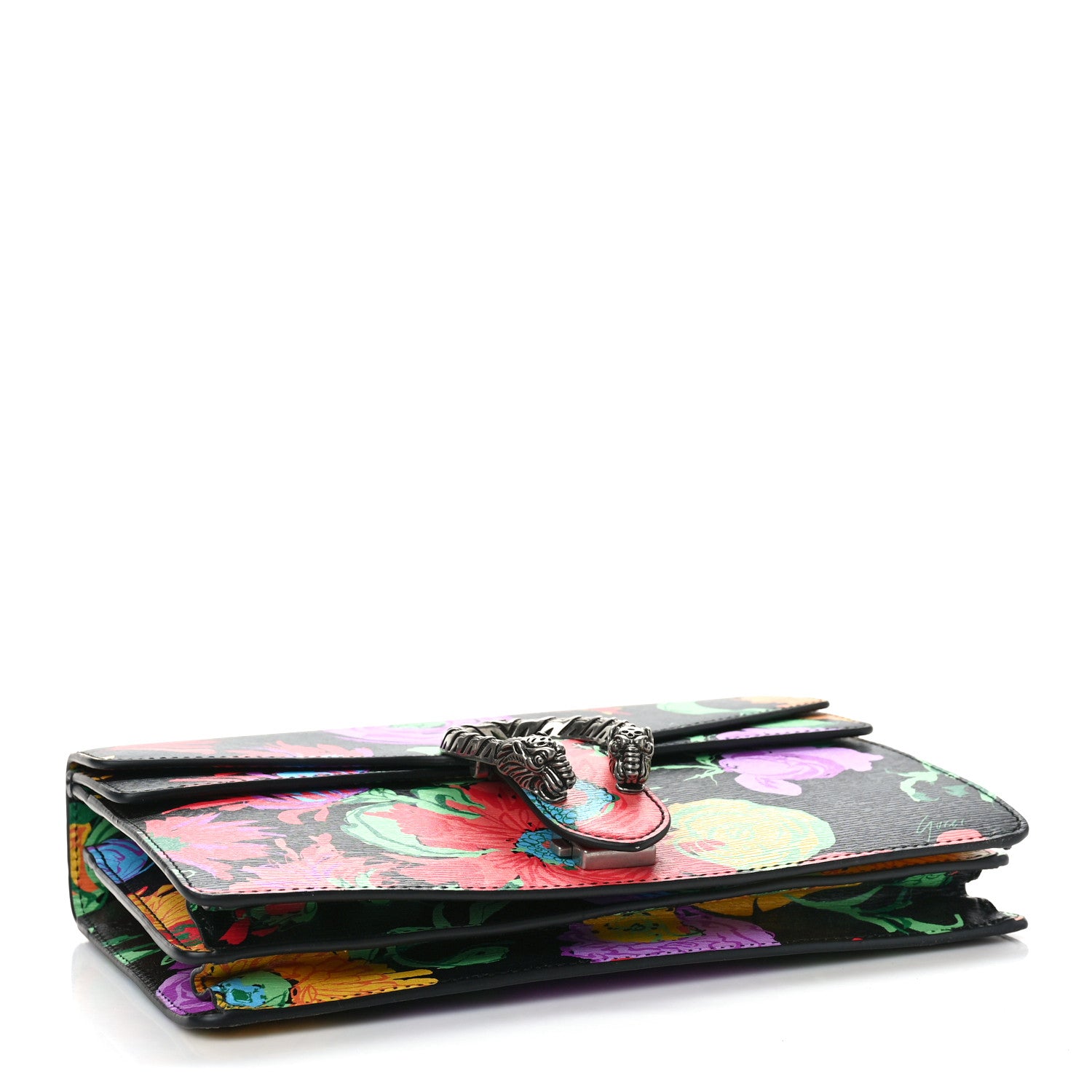Gucci X KEN SCOTT New Shangai Calfskin Jenny Floral Print Small Dionysus Shoulder Bag Black Pink 4 of 11