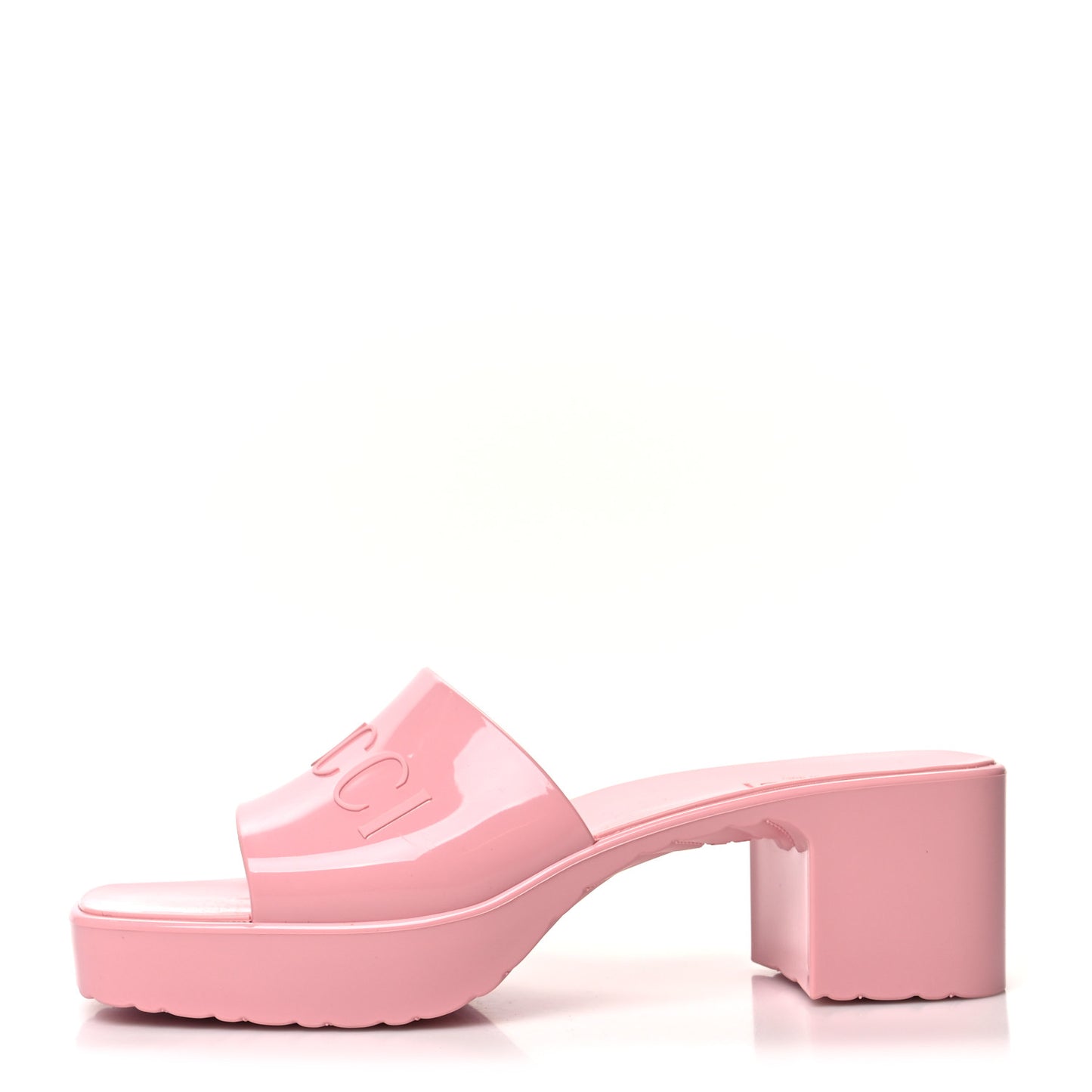 Rubber Gucci Logo Womens Platform 20/60mm Slide Sandals 35 Wild Rose