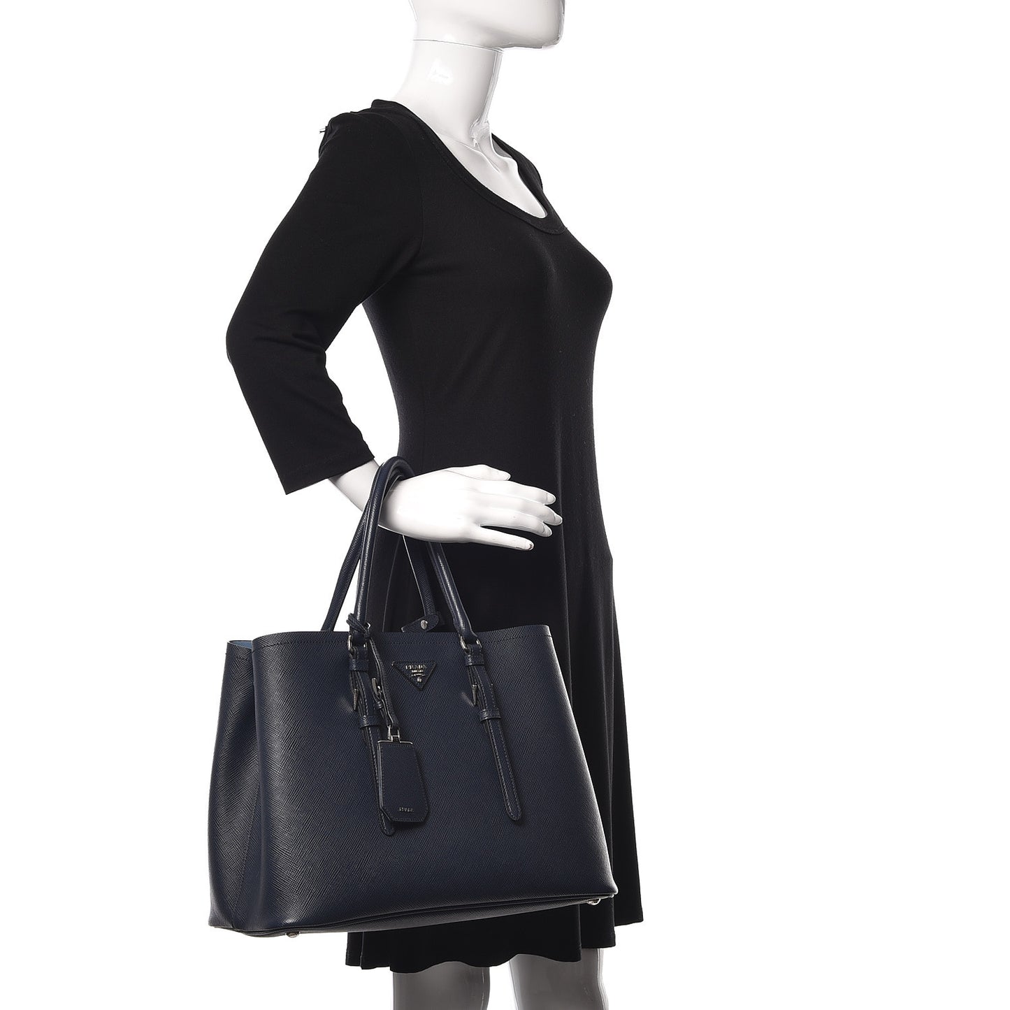 Saffiano Cuir Medium Double Handle Tote Baltico Astrale