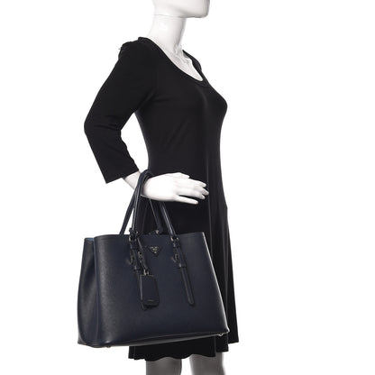 Prada Saffiano Cuir Medium Double Handle Tote Baltico Astrale 3 of 14