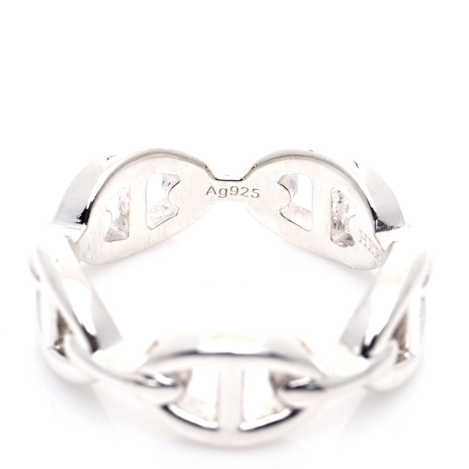 Hermes Sterling Silver PM Chaine d'Ancre Enchainee Band Ring 54 6.75 6 of 7