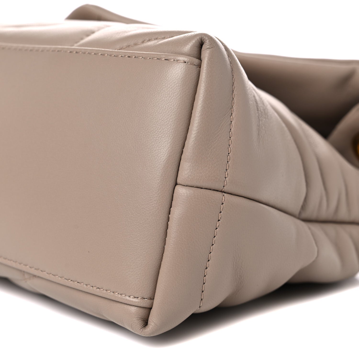 Saint Laurent Lambskin Quilted Small Loulou Puffer Monogram Chain Satchel Dark Beige 10 of 12