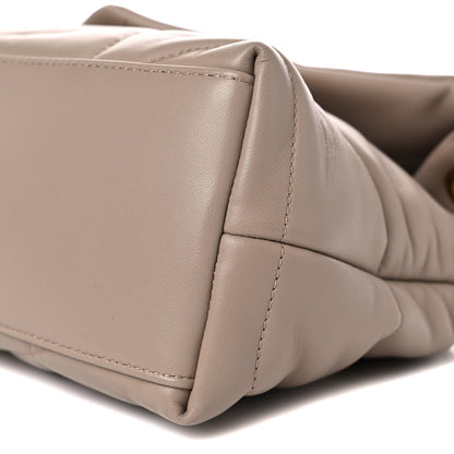 Saint Laurent Lambskin Quilted Small Loulou Puffer Monogram Chain Satchel Dark Beige 10 of 12