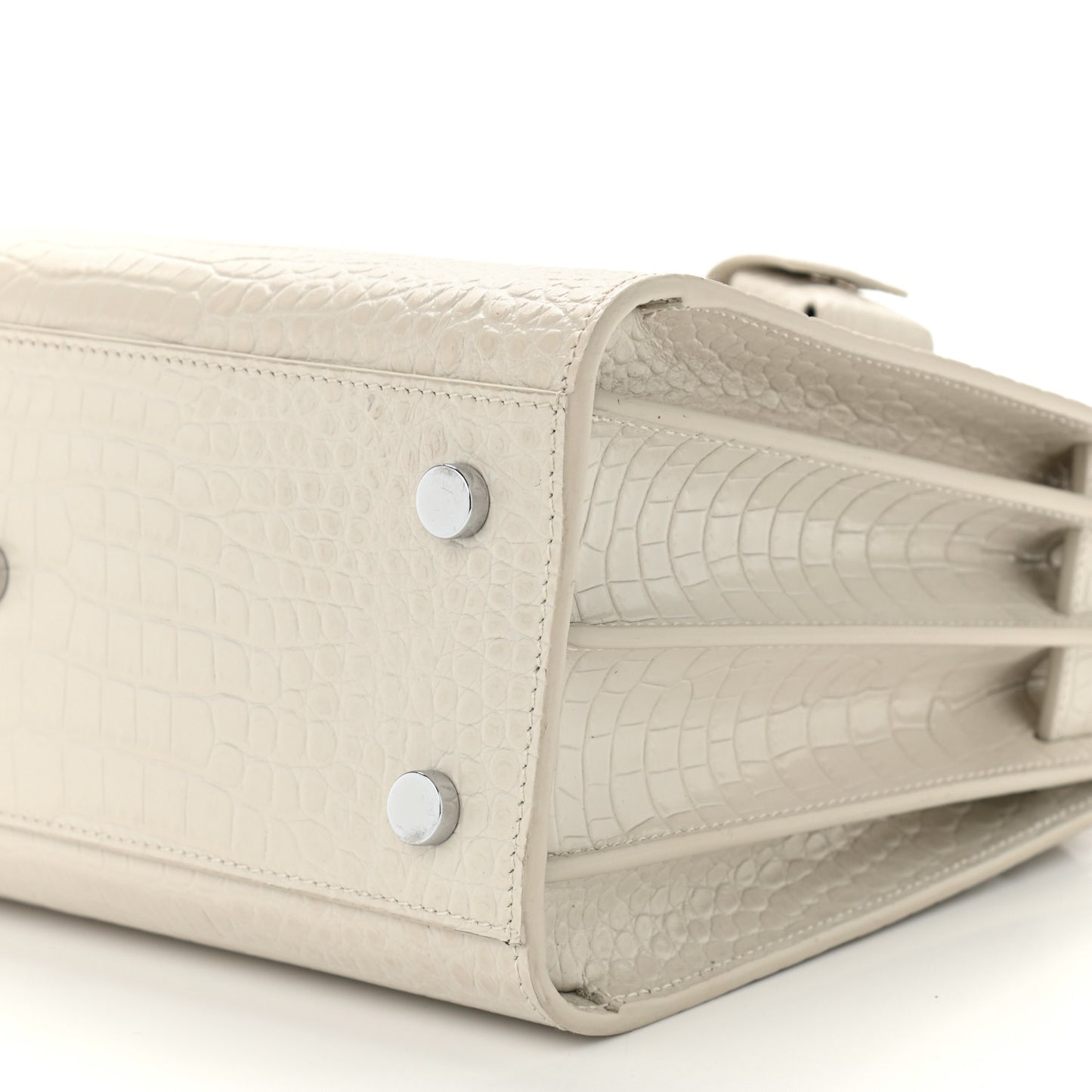 Calfskin Crocodile Embossed Baby Sac De Jour Gris Perle