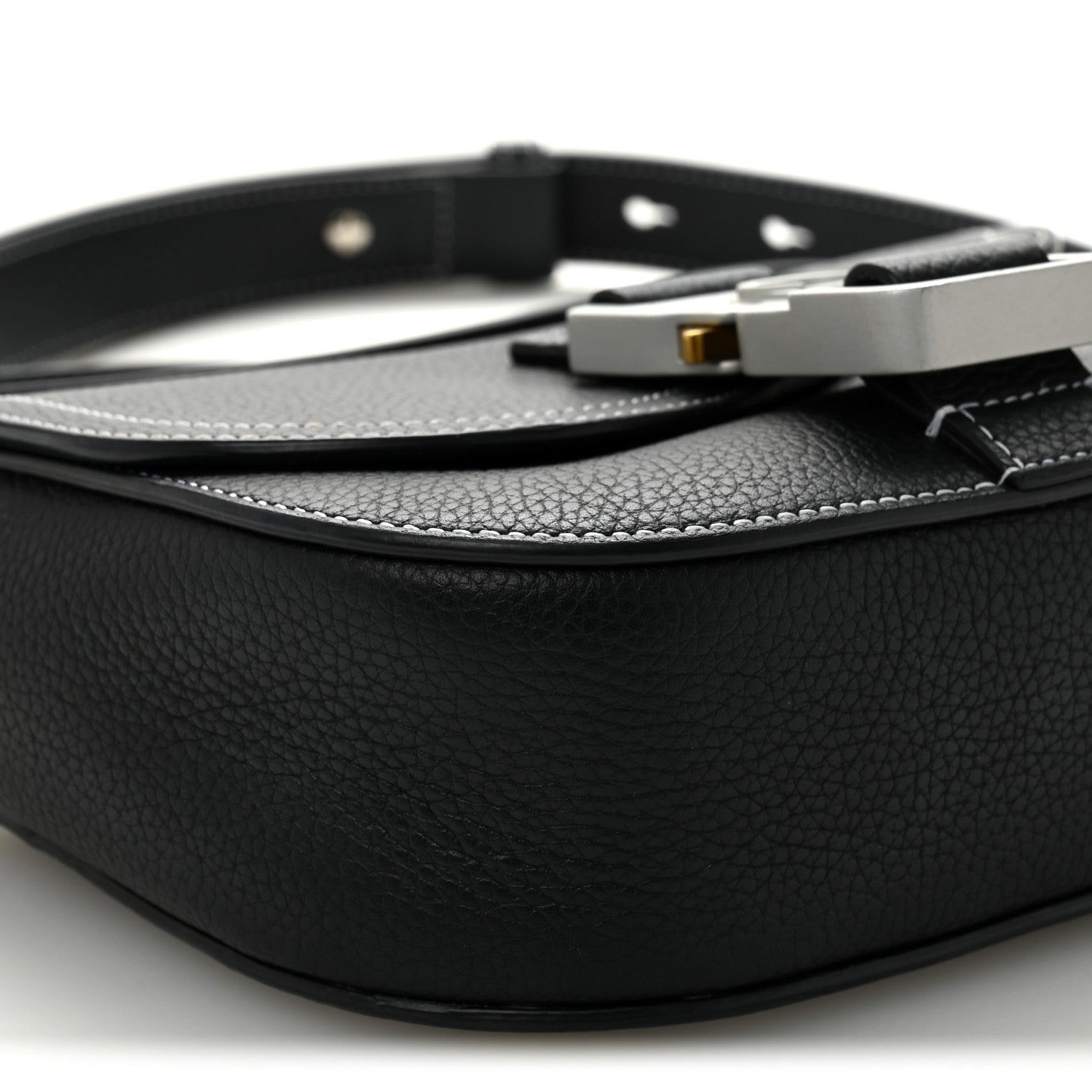 Christian Dior Grained Calfskin Saddle Messenger Bag With Strap Black 8 of 12