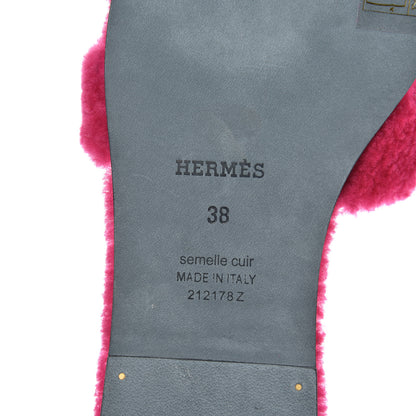 Hermes Woolskin Oran Sandals 38 Rose Fuchsia 7 of 8