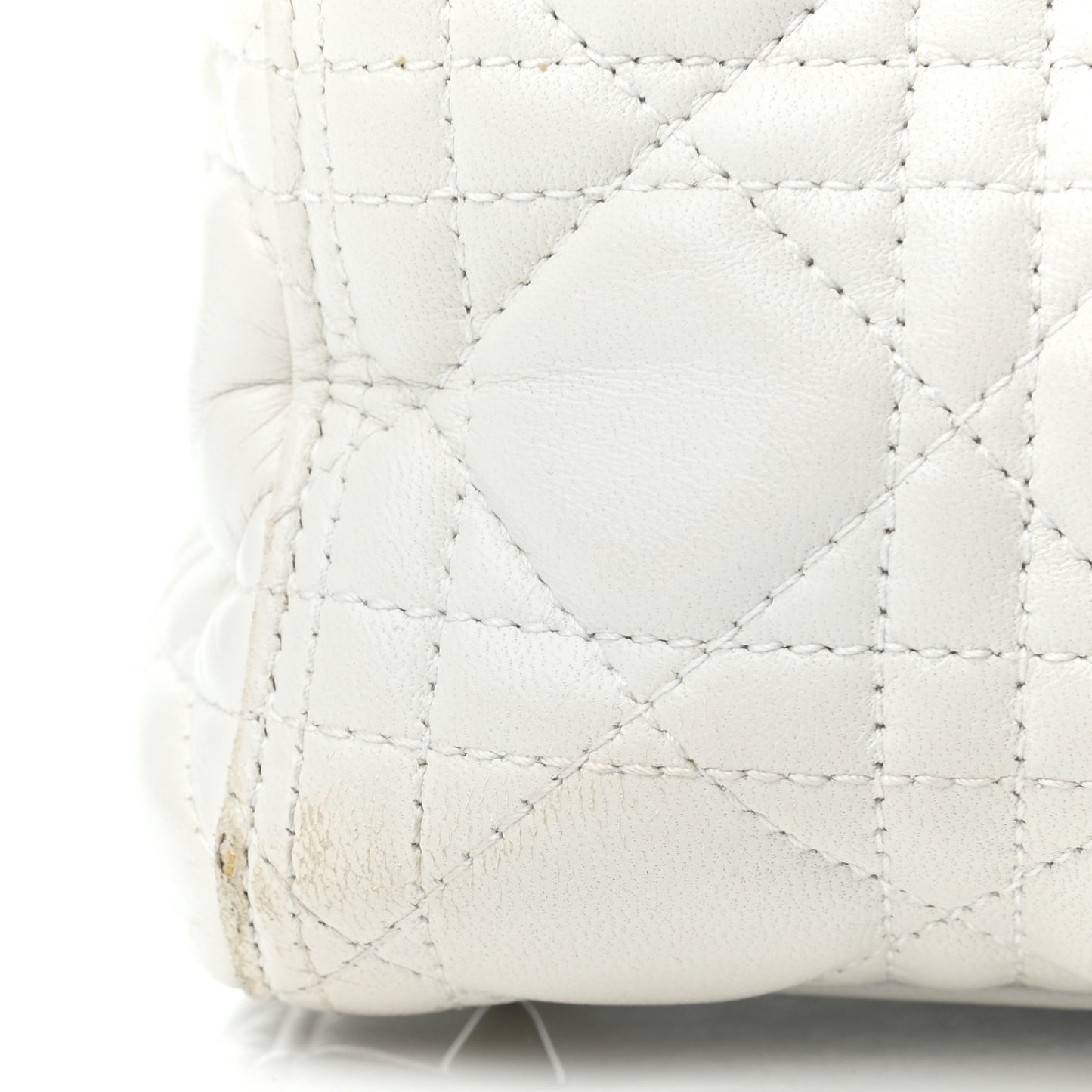 Lambskin Cannage Medium Lady Dior White