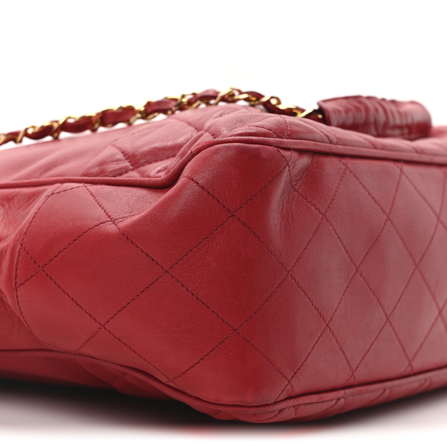 Chanel Lambskin Quilted Shoulder Bag Red 18 of 21