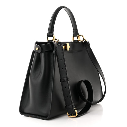 Fendi Vitello Seta Shiny Nappa Medium Peekaboo Iconic Satchel Black 3 of 11