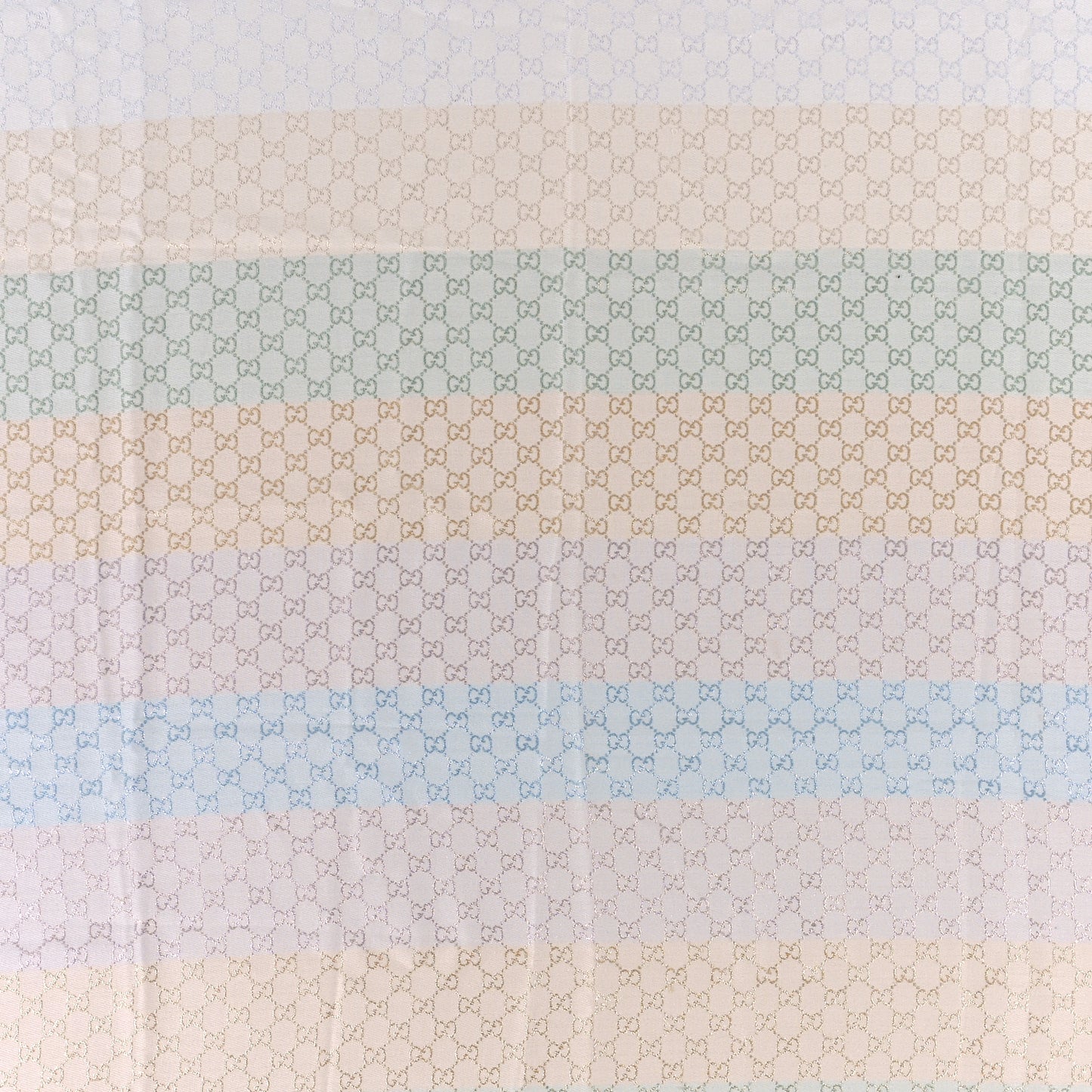 Viscose Cotton Silk Jacquard GG Monogram Shiny Summer Square Shawl Ivory Multicolor