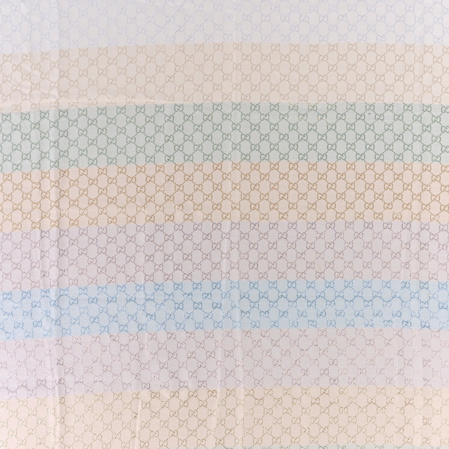 Gucci Viscose Cotton Silk Jacquard GG Monogram Shiny Summer Square Shawl Ivory Multicolor 2 of 7