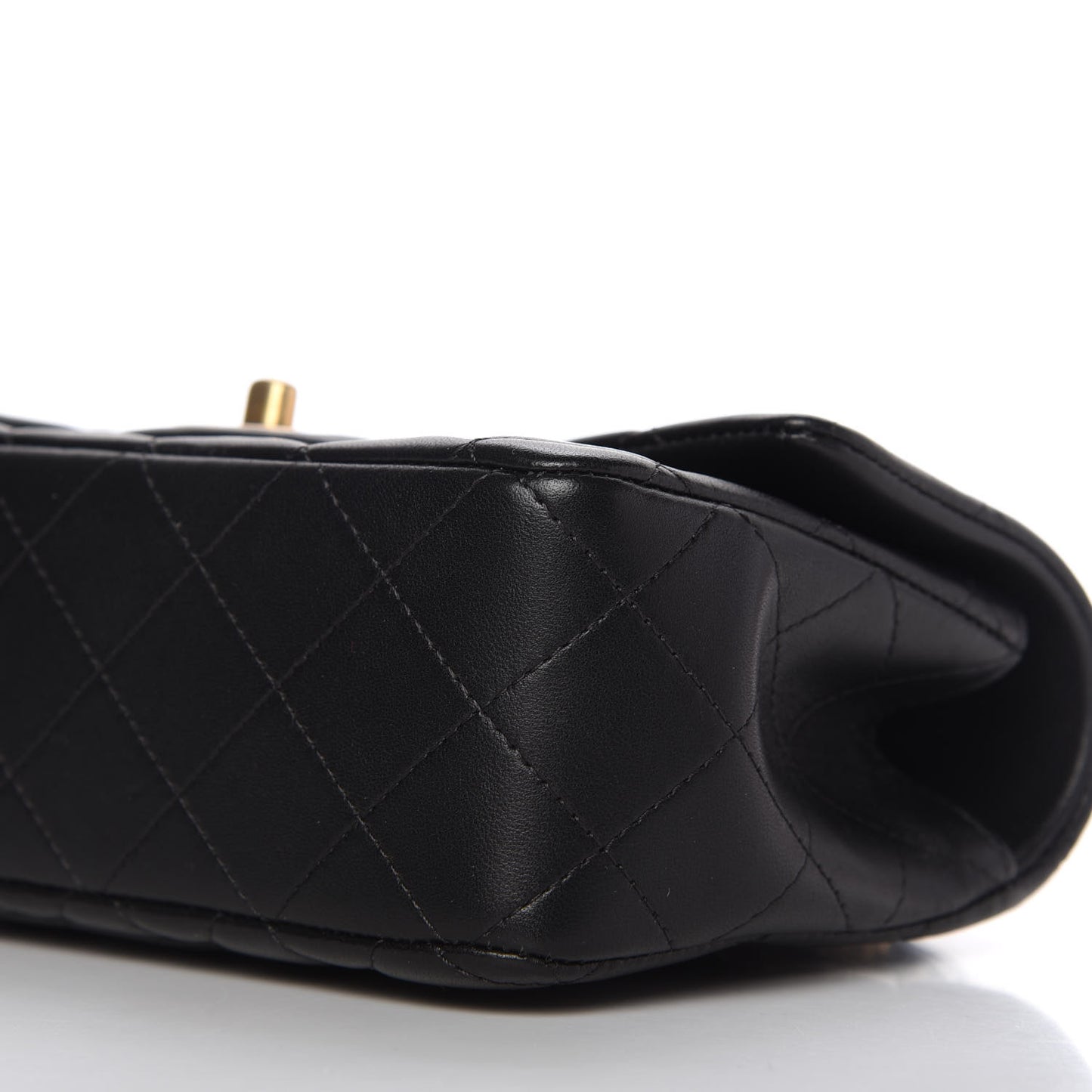 Lambskin Quilted Mini Top Handle Rectangular Flap Black