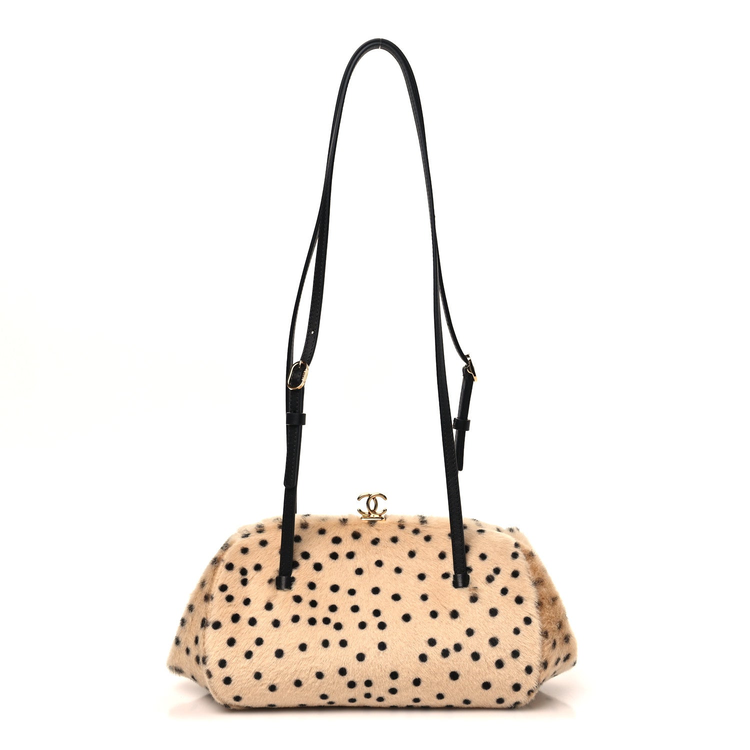 Chanel Pony Hair Cheetah Print Pretty CC Clutch With Strap Light Beige Black 1 of 11