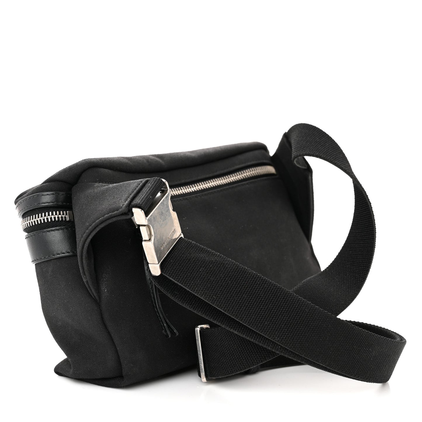Canvas Calfskin City Belt Bag Black