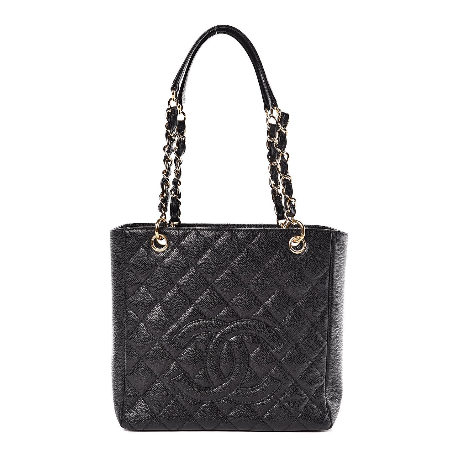 Caviar Quilted Petit Shopping Tote PST Black