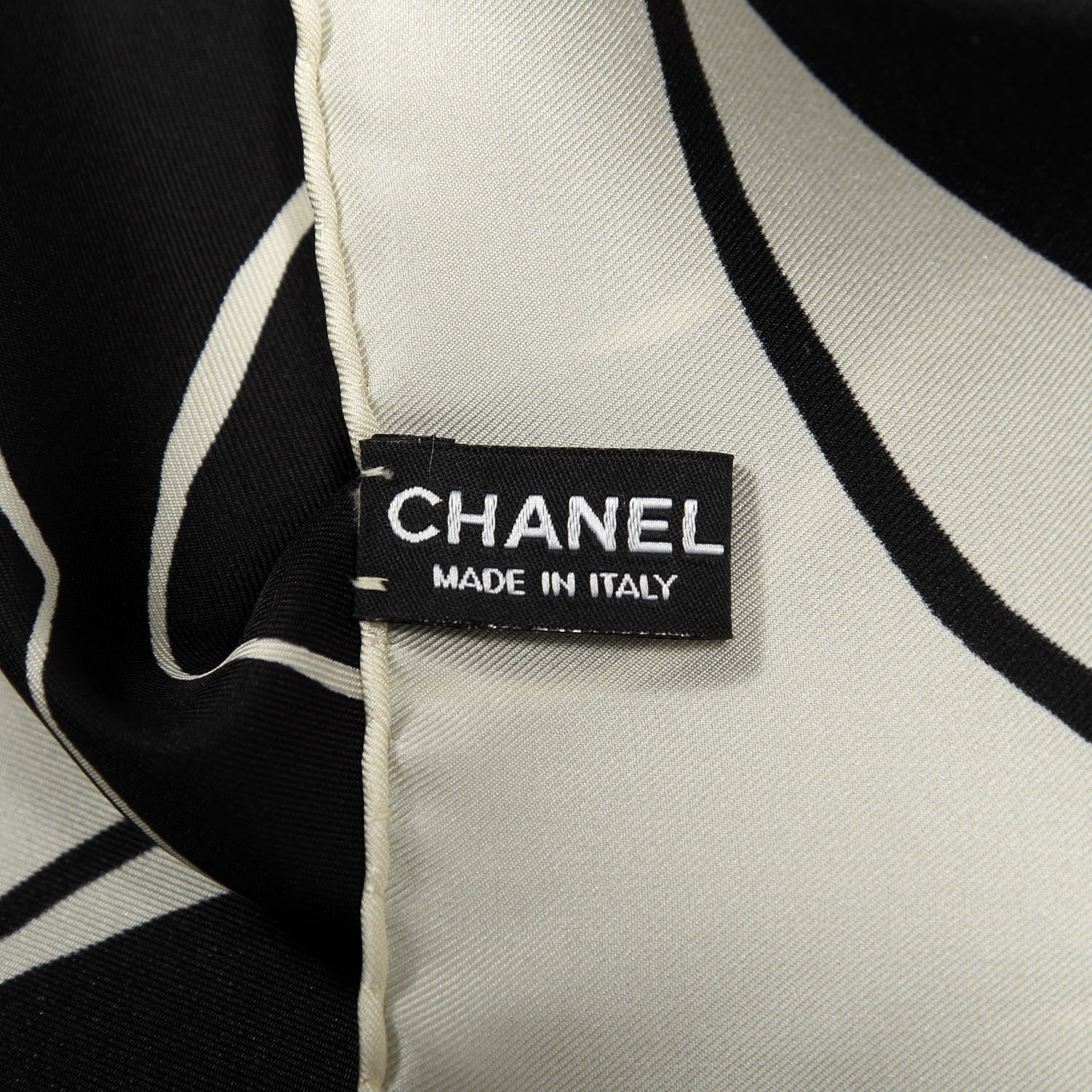 Chanel Silk CC Camellia Scarf Black White 3 of 3